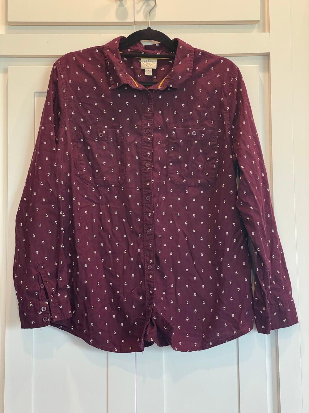 St. John's Bay maroon/white dress shirt ladies XL 100% Cotton